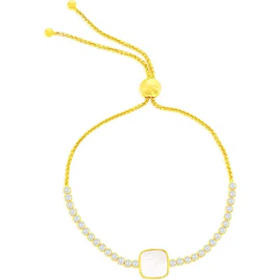 Simona Mother-of-pearl & Cubic Zirconia Slider Bracelet In Gold