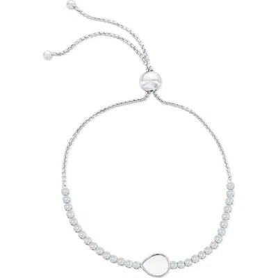 Simona Mother-of-pearl & Cubic Zirconia Slider Bracelet In Silver