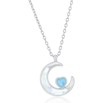 Simona Mother-of-pearl & Larimar Crescent Moon Pendant Necklace In Metallic