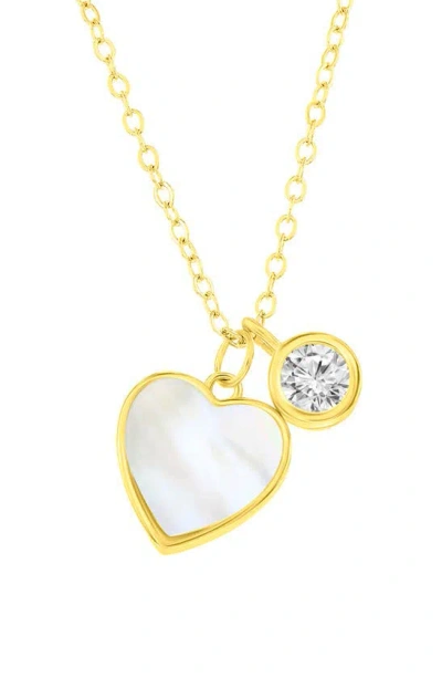 Simona Mother Of Pearl Charm Cz Necklace In Gold