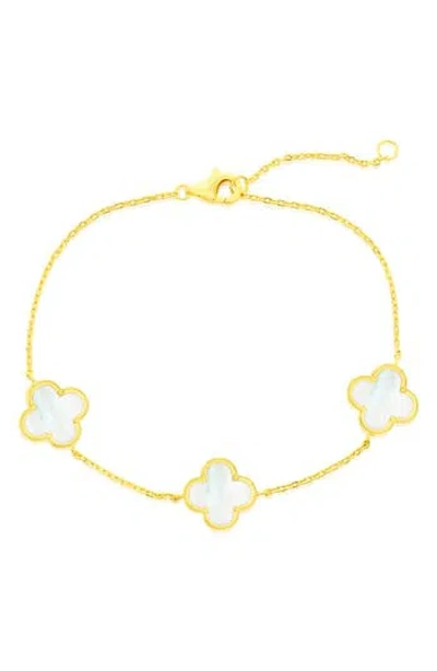 Simona Mother Of Pearl Clover Bracelet In Gold