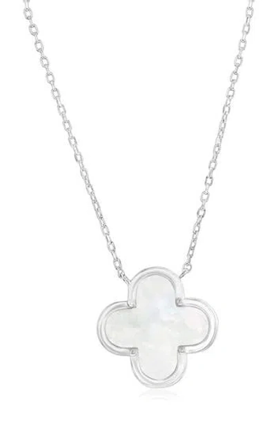 Simona Mother-of-pearl Clover Pendant Necklace In Metallic