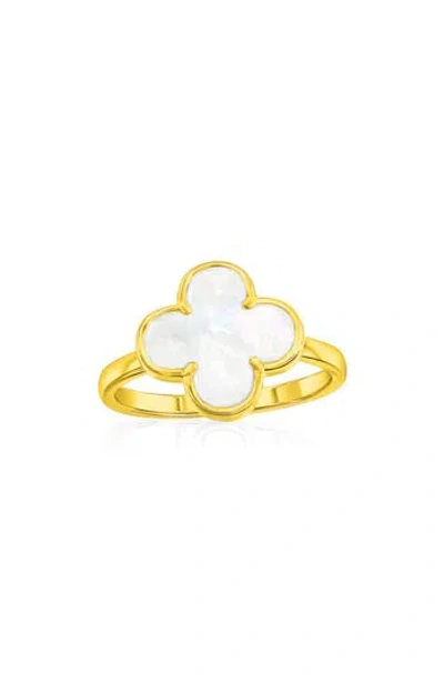 Simona Mother-of-pearl Clover Ring In Gold