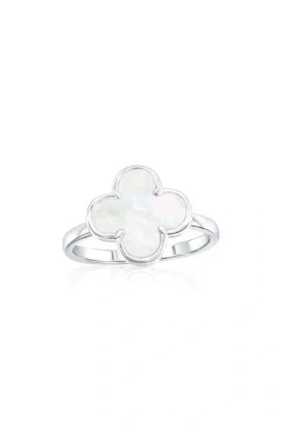 Simona Mother-of-pearl Clover Ring In Metallic