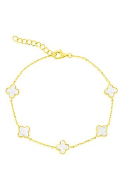 Simona Mother-of-pearl Clover Station Chain Bracelet In Gold