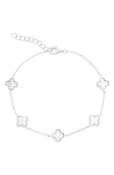 Simona Mother-of-pearl Clover Station Chain Bracelet In Metallic