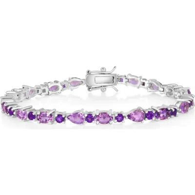 Simona Multi-shaped Amethyst Sterling Silver Bracelet In Purple