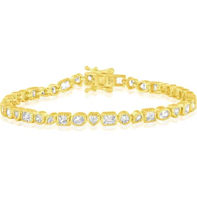 Simona Multi-shaped Cubic Zirconia Bracelet In Gold