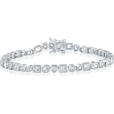 Simona Multi-shaped Cubic Zirconia Bracelet In Silver
