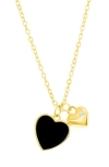 Simona Onyx Heart Charm Necklace In Gold