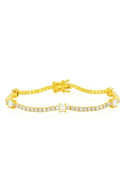Simona Opal & Cubic Zirconia Tennis Bracelet In Gold
