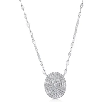 Simona Oval Cubic Zirconia Pendant Necklace In Silver