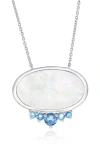 Simona Oval Mother-of-pearl & Semiprecious Stone Pendant Necklace In Blue