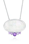 Simona Oval Mother-of-pearl & Semiprecious Stone Pendant Necklace In Purple
