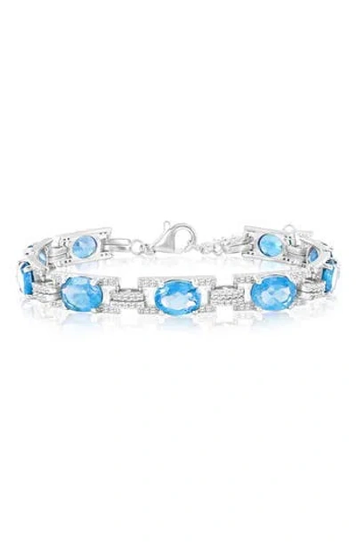 Simona Oval White Topaz Bracelet In Blue