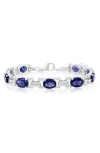 Simona Oval White Topaz Bracelet In Blue