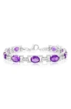 Simona Oval White Topaz Bracelet In Purple