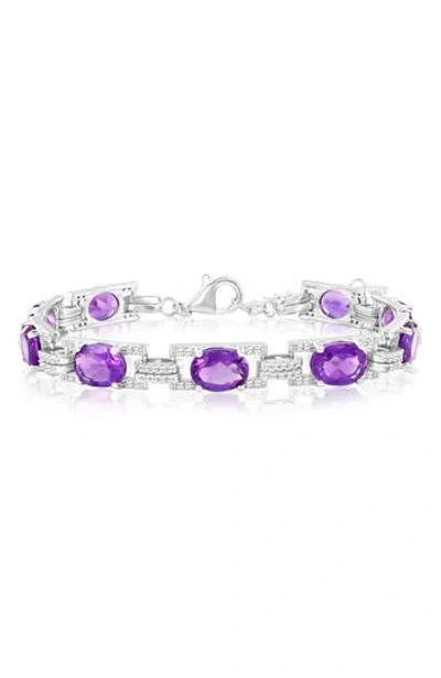 Simona Oval White Topaz Bracelet In Purple