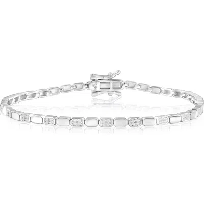 Simona Pav Cubic Zirconia Link Bracelet In Silver