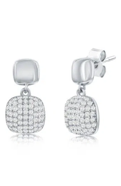 Simona Pavé Cubic Zirconia Cushion Drop Earrings