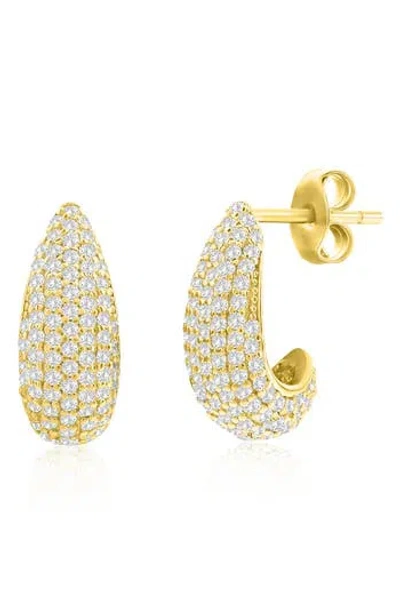 Simona Pavé Cubic Zirconia Huggie Hoop Earrings In Gold