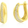 Simona Pavé Cubic Zirconia Huggie Hoop Earrings In Gold