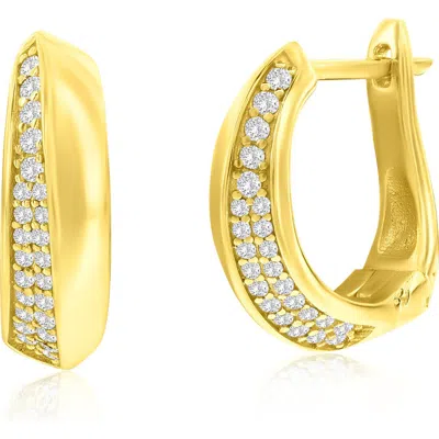 Simona Pavé Cubic Zirconia Huggie Hoop Earrings In Gold