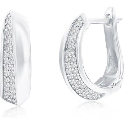 Simona Pavé Cubic Zirconia Huggie Hoop Earrings In Metallic