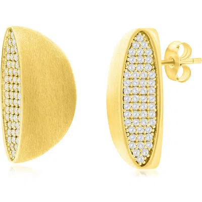 Simona Pavé Cubic Zirconia Matte Earrings In Gold