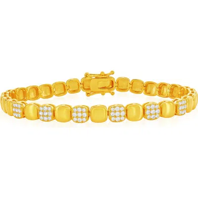 Simona Pavé Cubic Zirconia Square Link Bracelet In Gold
