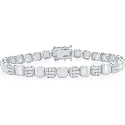 Simona Pavé Cubic Zirconia Square Link Bracelet In Metallic