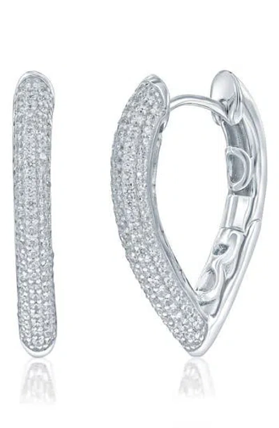 Simona Pavé Cubic Zirconia V Hoop Earrings