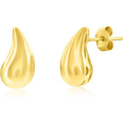 Simona Puffy Teardrop Stud Earrings In Yellow