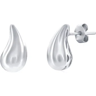 Simona Puffy Teardrop Stud Earrings In Metallic