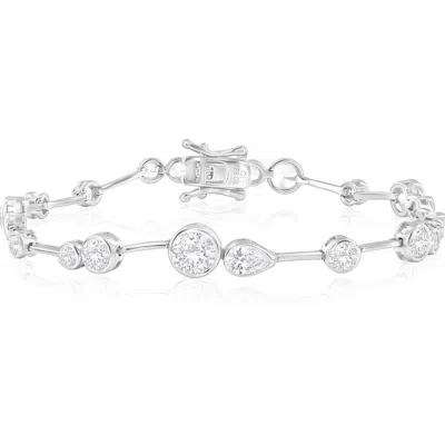 Simona Round & Pear Cubic Zirconia Bracelet In White