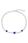 Simona Round Cubic Zirconia Tennis Bracelet In Blue