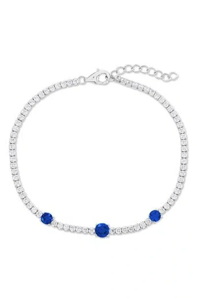 Simona Round Cubic Zirconia Tennis Bracelet In Blue