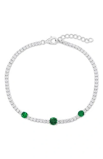 Simona Round Cubic Zirconia Tennis Bracelet In Green