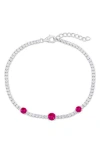 Simona Round Cubic Zirconia Tennis Bracelet In Red
