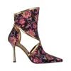 Simona Rusk Women's Black / Pink / Purple Carolina Cut-out Ankle Boots In Jeremiah Brocatelle In Multi