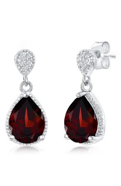 Simona Semiprecious Stone & White Topaz Drop Earrings In Burgundy