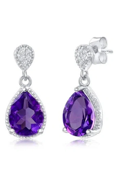 Simona Semiprecious Stone & White Topaz Drop Earrings In Purple