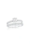 Simona Set Of 2 Sterling Silver Cubic Zirconia Solitaire & Band Rings