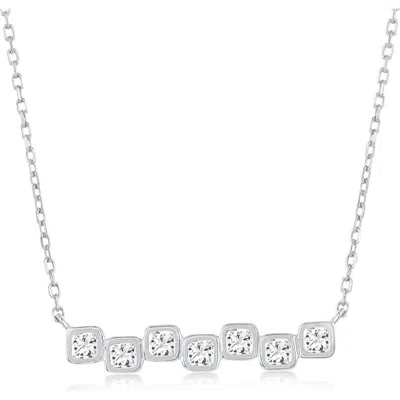 Simona Square Cubic Zirconia Bar Pendant Necklace