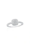 Simona Square Pavé Cubic Zirconia Ring In Silver