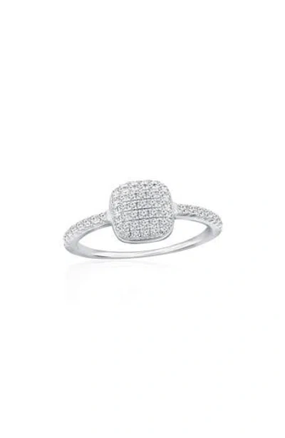 Simona Square Pavé Cubic Zirconia Ring In Silver