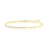 Simona Sterling Silver 2mm Half Tennis & 3.5mm Paperclip Anklet In Gold