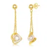Simona Sterling Silver 6mm Fwp Heart Chain Earrings In Gold