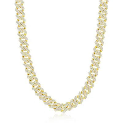 Simona Sterling Silver 8mm Micro Pave Monaco Chain - Gold Plated In Multi