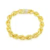 Simona Sterling Silver 9.5mm Loose Rope W/cz Statement Lock Bracelet In Gold